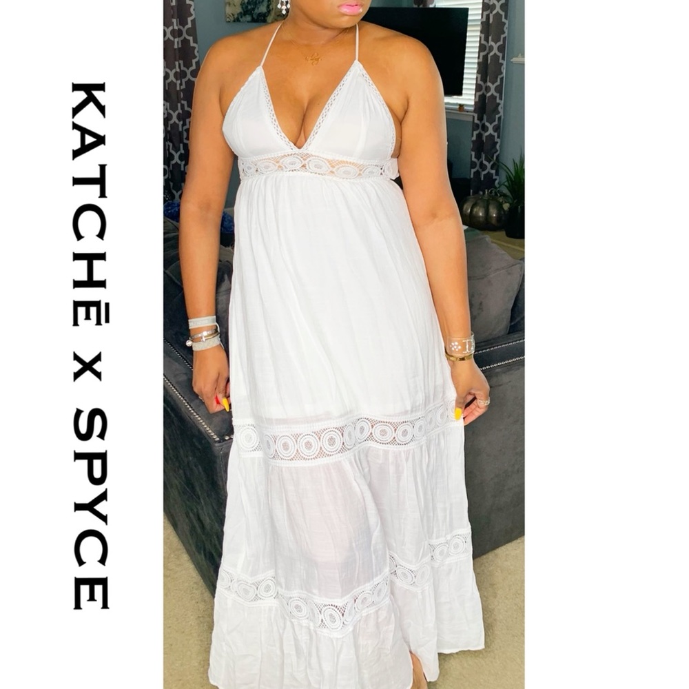 Lacey white maxi dress